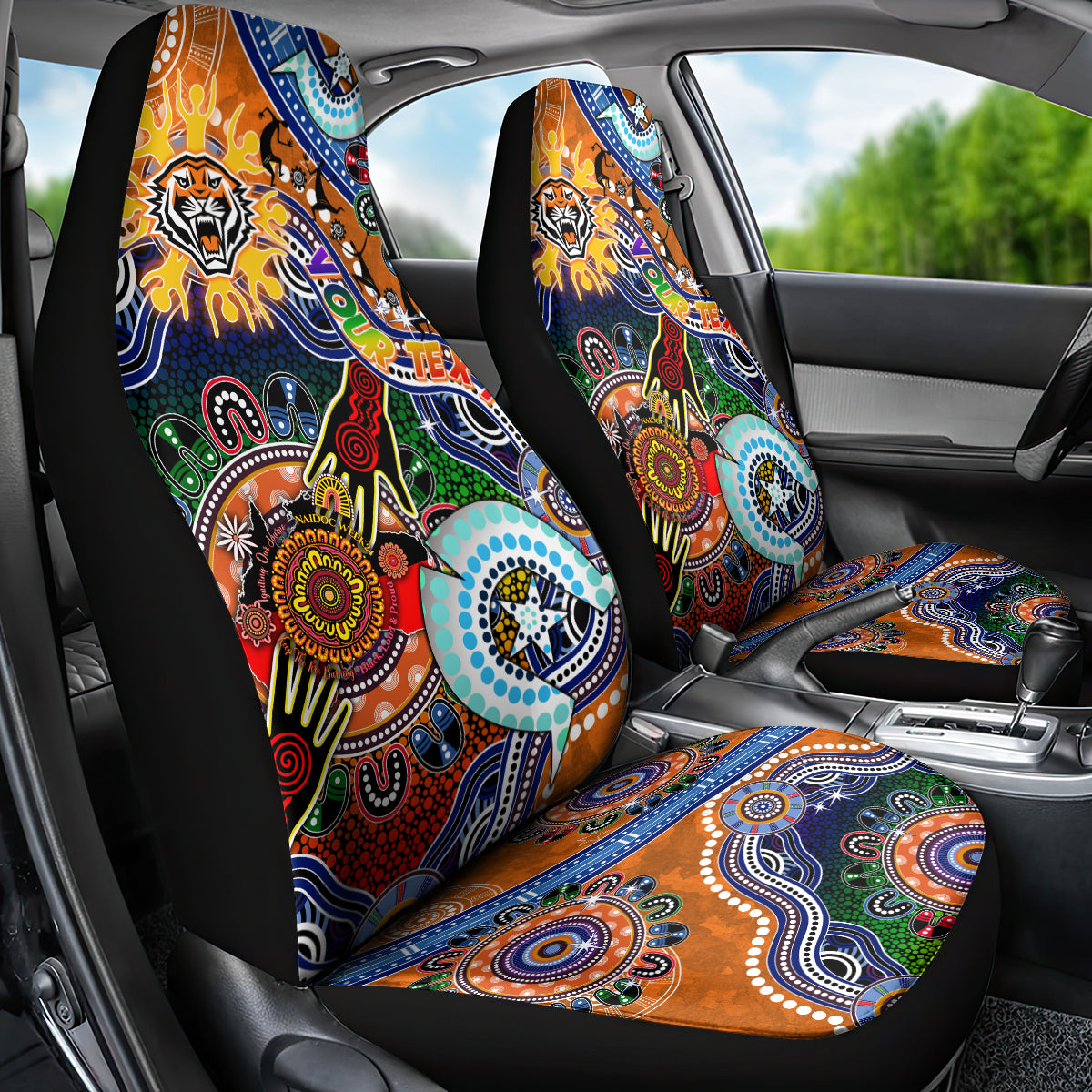 Personalised Tigers NAIDOC Week 2024 Car Seat Cover Australia Aboriginal Dot Painting