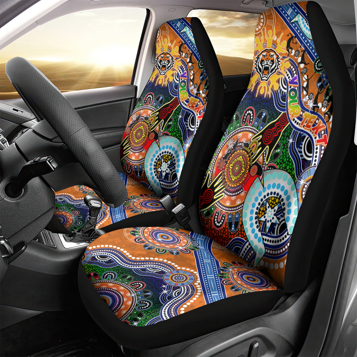 Personalised Tigers NAIDOC Week 2024 Car Seat Cover Australia Aboriginal Dot Painting