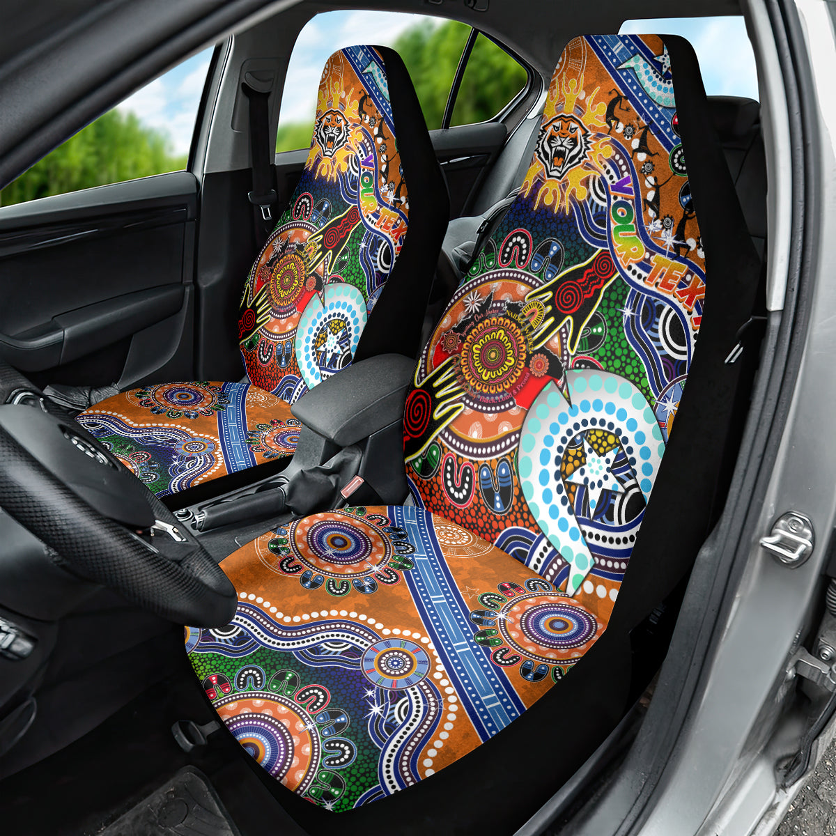 Personalised Tigers NAIDOC Week 2024 Car Seat Cover Australia Aboriginal Dot Painting