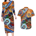 Personalised Tigers NAIDOC Week 2024 Couples Matching Long Sleeve Bodycon Dress and Hawaiian Shirt Australia Aboriginal Dot Painting