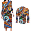 Personalised Tigers NAIDOC Week 2024 Couples Matching Long Sleeve Bodycon Dress and Long Sleeve Button Shirt Australia Aboriginal Dot Painting