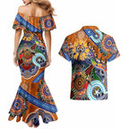 Personalised Tigers NAIDOC Week 2024 Couples Matching Mermaid Dress and Hawaiian Shirt Australia Aboriginal Dot Painting