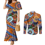 Personalised Tigers NAIDOC Week 2024 Couples Matching Mermaid Dress and Long Sleeve Button Shirt Australia Aboriginal Dot Painting