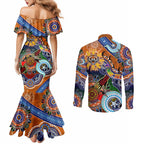 Personalised Tigers NAIDOC Week 2024 Couples Matching Mermaid Dress and Long Sleeve Button Shirt Australia Aboriginal Dot Painting