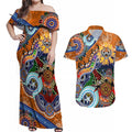 Personalised Tigers NAIDOC Week 2024 Couples Matching Off Shoulder Maxi Dress and Hawaiian Shirt Australia Aboriginal Dot Painting