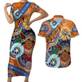 Personalised Tigers NAIDOC Week 2024 Couples Matching Short Sleeve Bodycon Dress and Hawaiian Shirt Australia Aboriginal Dot Painting