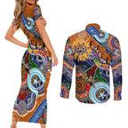 Personalised Tigers NAIDOC Week 2024 Couples Matching Short Sleeve Bodycon Dress and Long Sleeve Button Shirt Australia Aboriginal Dot Painting