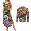 Personalised Tigers NAIDOC Week 2024 Couples Matching Summer Maxi Dress and Long Sleeve Button Shirt Australia Aboriginal Dot Painting