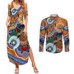 Personalised Tigers NAIDOC Week 2024 Couples Matching Summer Maxi Dress and Long Sleeve Button Shirt Australia Aboriginal Dot Painting