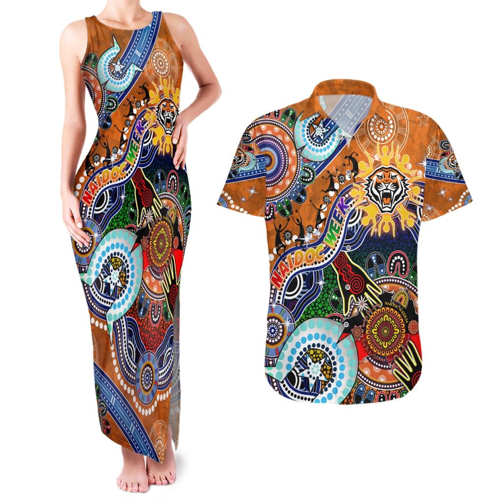 Personalised Tigers NAIDOC Week 2024 Couples Matching Tank Maxi Dress and Hawaiian Shirt Australia Aboriginal Dot Painting