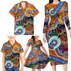 Personalised Tigers NAIDOC Week 2024 Family Matching Long Sleeve Bodycon Dress and Hawaiian Shirt Australia Aboriginal Dot Painting