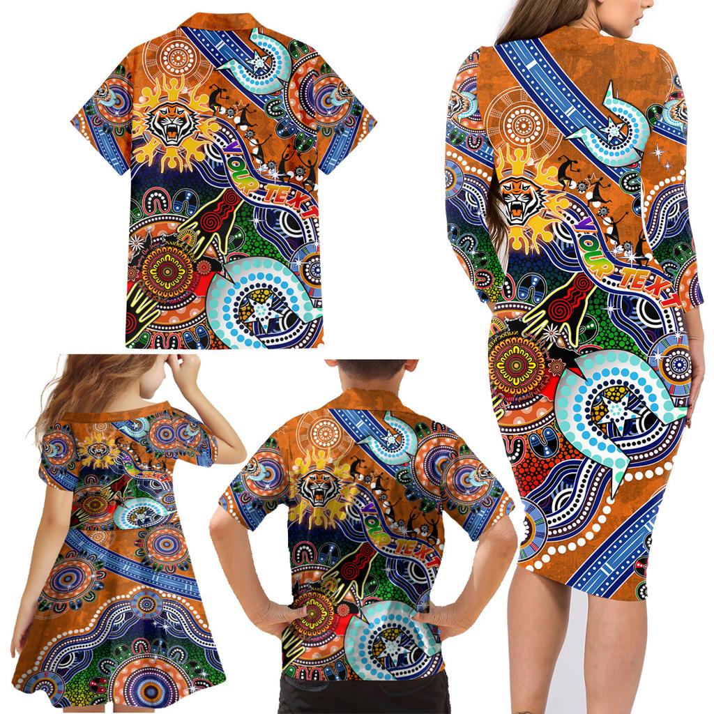 Personalised Tigers NAIDOC Week 2024 Family Matching Long Sleeve Bodycon Dress and Hawaiian Shirt Australia Aboriginal Dot Painting