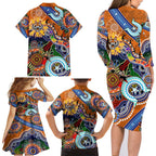Personalised Tigers NAIDOC Week 2024 Family Matching Long Sleeve Bodycon Dress and Hawaiian Shirt Australia Aboriginal Dot Painting