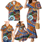 Personalised Tigers NAIDOC Week 2024 Family Matching Mermaid Dress and Hawaiian Shirt Australia Aboriginal Dot Painting