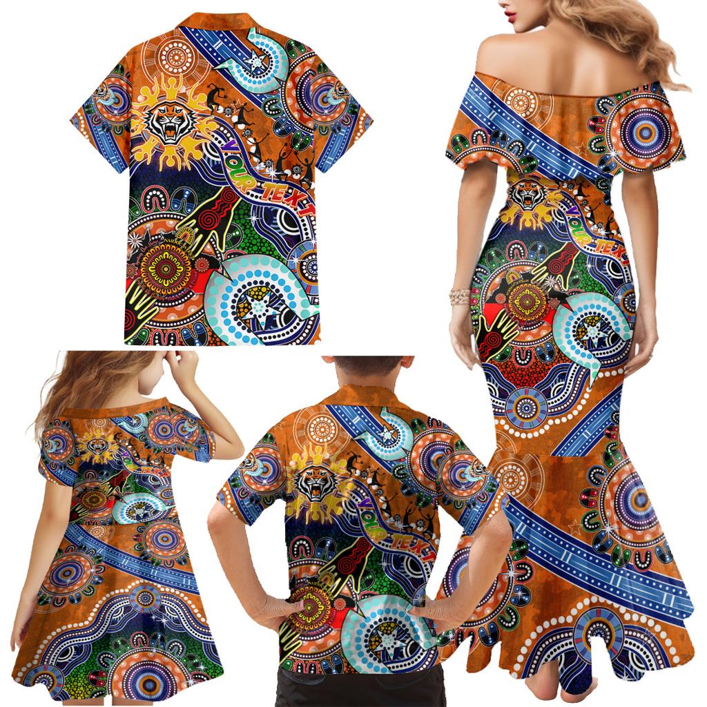 Personalised Tigers NAIDOC Week 2024 Family Matching Mermaid Dress and Hawaiian Shirt Australia Aboriginal Dot Painting