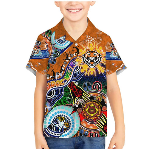 Personalised Tigers NAIDOC Week 2024 Family Matching Mermaid Dress and Hawaiian Shirt Australia Aboriginal Dot Painting