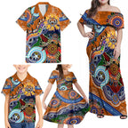 Personalised Tigers NAIDOC Week 2024 Family Matching Off Shoulder Maxi Dress and Hawaiian Shirt Australia Aboriginal Dot Painting