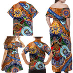 Personalised Tigers NAIDOC Week 2024 Family Matching Off Shoulder Maxi Dress and Hawaiian Shirt Australia Aboriginal Dot Painting