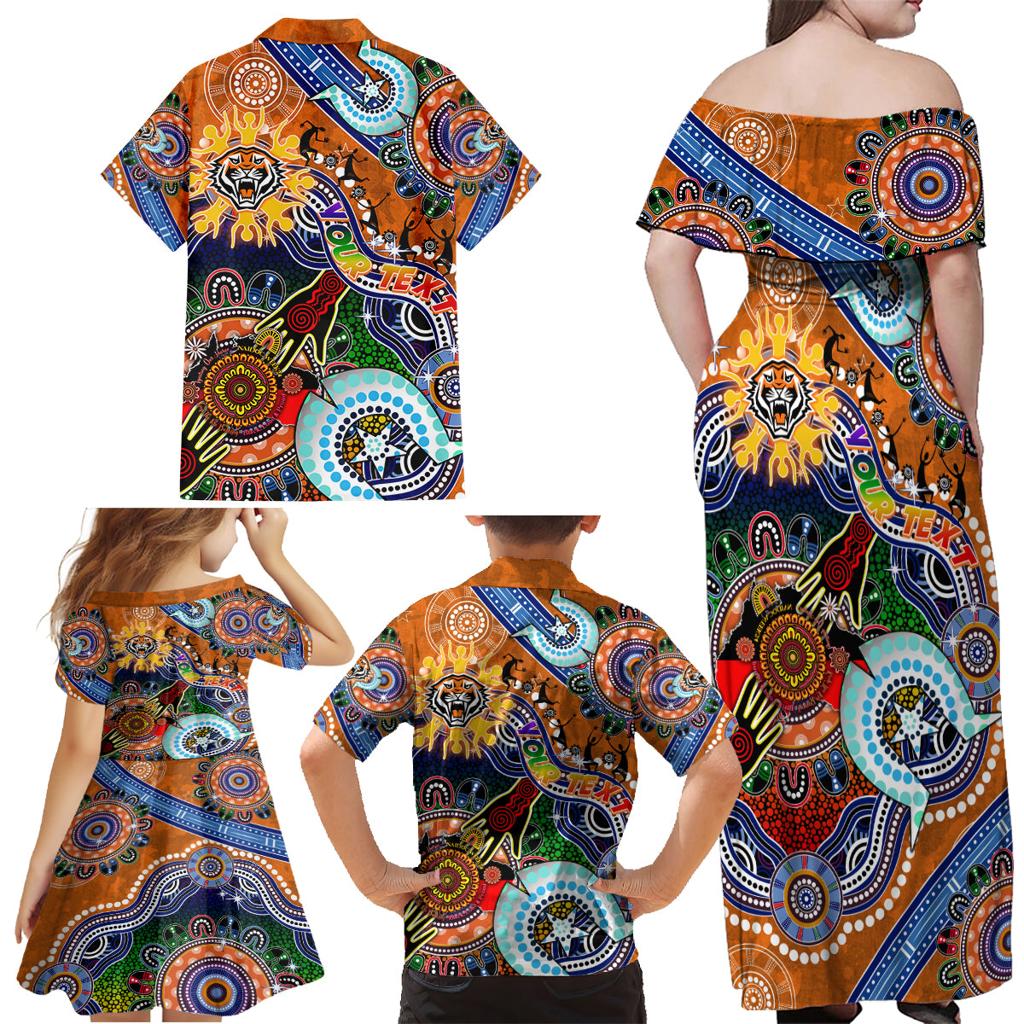 Personalised Tigers NAIDOC Week 2024 Family Matching Off Shoulder Maxi Dress and Hawaiian Shirt Australia Aboriginal Dot Painting
