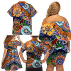 Personalised Tigers NAIDOC Week 2024 Family Matching Off Shoulder Short Dress and Hawaiian Shirt Australia Aboriginal Dot Painting