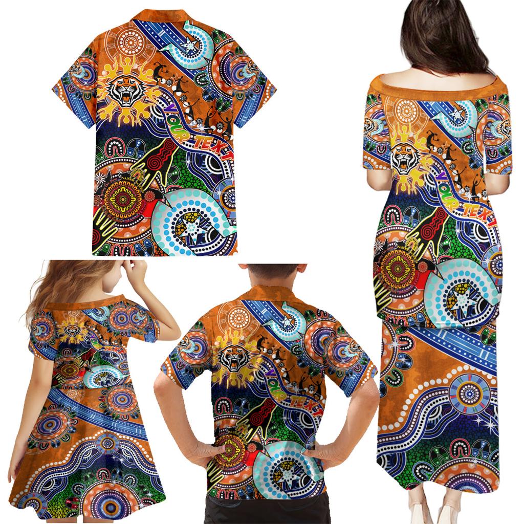 Personalised Tigers NAIDOC Week 2024 Family Matching Puletasi and Hawaiian Shirt Australia Aboriginal Dot Painting