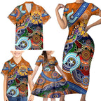 Personalised Tigers NAIDOC Week 2024 Family Matching Short Sleeve Bodycon Dress and Hawaiian Shirt Australia Aboriginal Dot Painting