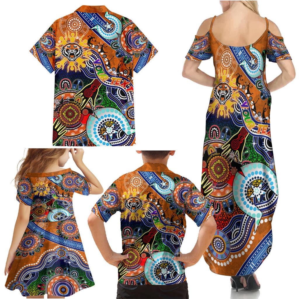 Personalised Tigers NAIDOC Week 2024 Family Matching Summer Maxi Dress and Hawaiian Shirt Australia Aboriginal Dot Painting