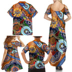 Personalised Tigers NAIDOC Week 2024 Family Matching Summer Maxi Dress and Hawaiian Shirt Australia Aboriginal Dot Painting