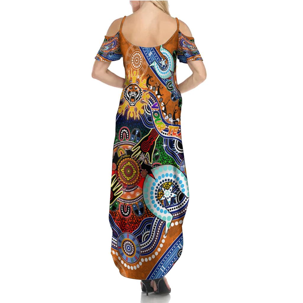 Personalised Tigers NAIDOC Week 2024 Family Matching Summer Maxi Dress and Hawaiian Shirt Australia Aboriginal Dot Painting