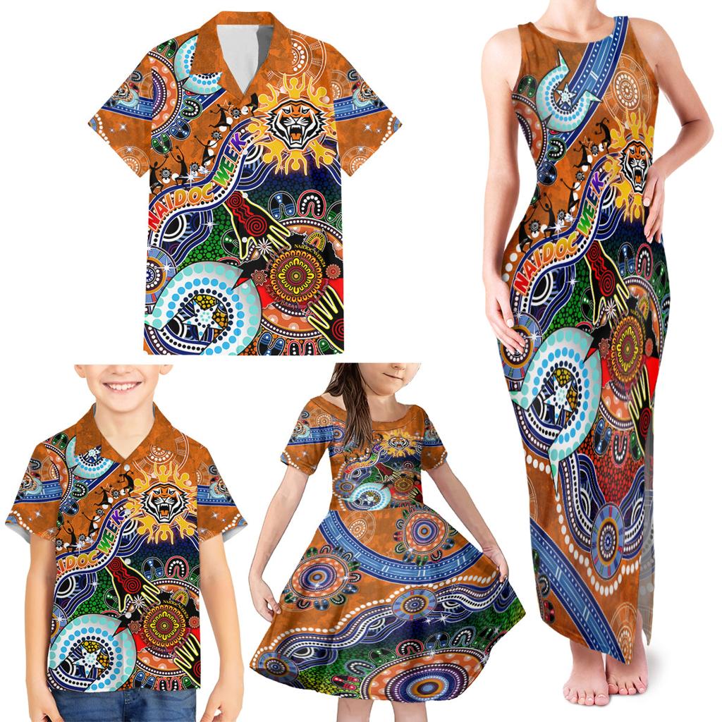 Personalised Tigers NAIDOC Week 2024 Family Matching Tank Maxi Dress and Hawaiian Shirt Australia Aboriginal Dot Painting