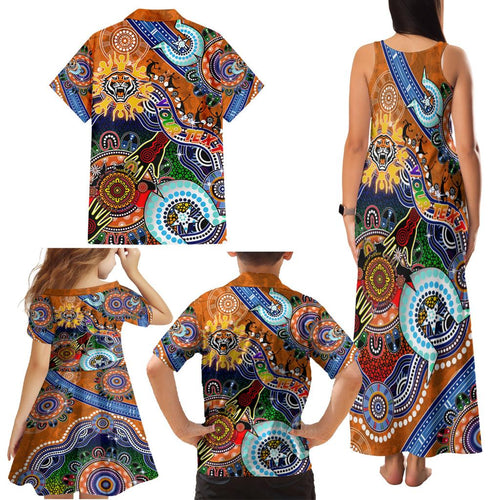 Personalised Tigers NAIDOC Week 2024 Family Matching Tank Maxi Dress and Hawaiian Shirt Australia Aboriginal Dot Painting
