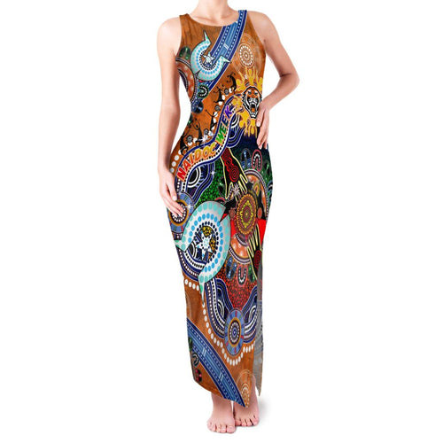 Personalised Tigers NAIDOC Week 2024 Family Matching Tank Maxi Dress and Hawaiian Shirt Australia Aboriginal Dot Painting