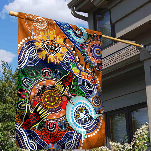 Personalised Tigers NAIDOC Week 2024 Garden Flag Australia Aboriginal Dot Painting