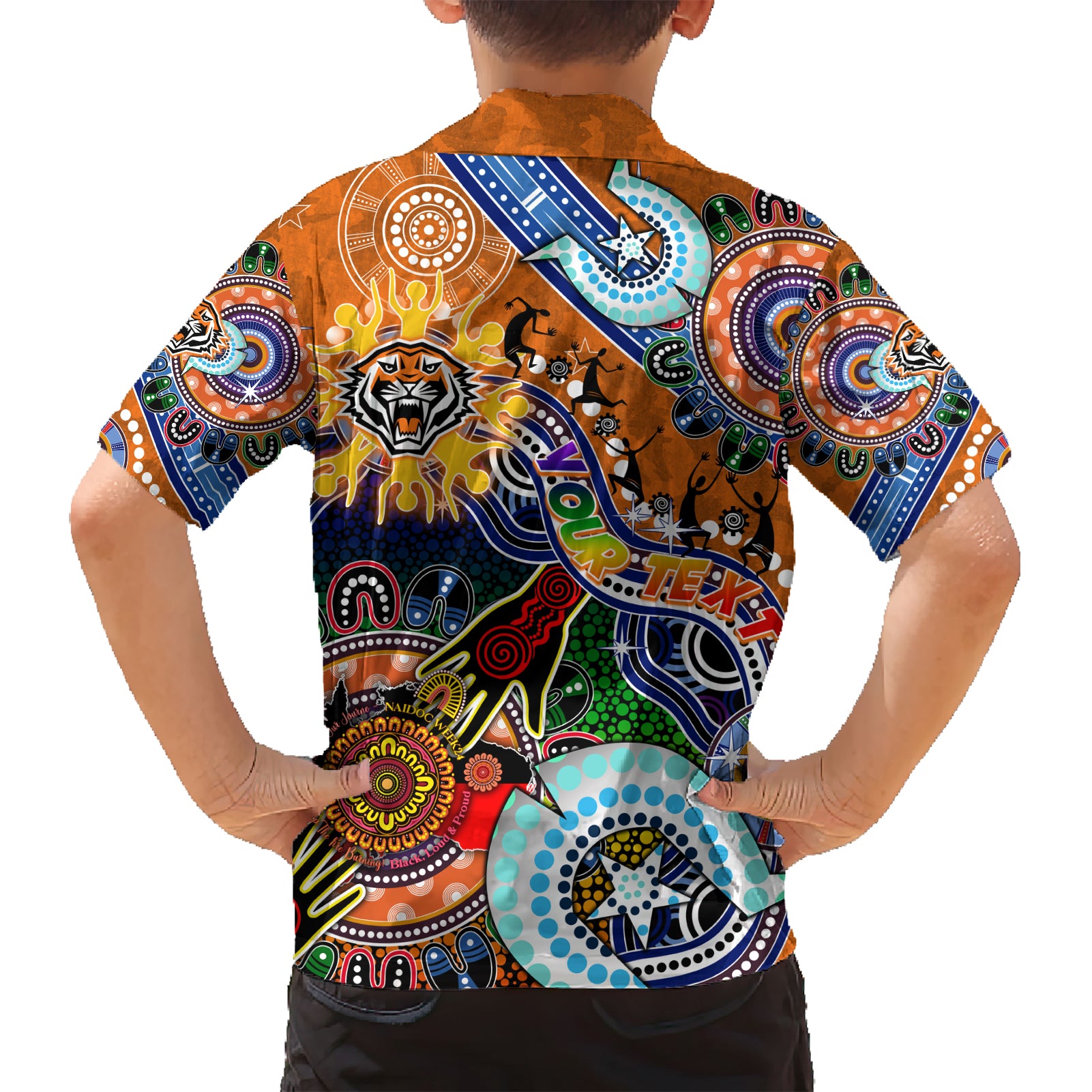 Personalised Tigers NAIDOC Week 2024 Kid Hawaiian Shirt Australia Aboriginal Dot Painting