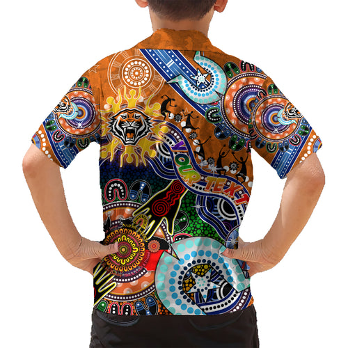 Personalised Tigers NAIDOC Week 2024 Kid Hawaiian Shirt Australia Aboriginal Dot Painting