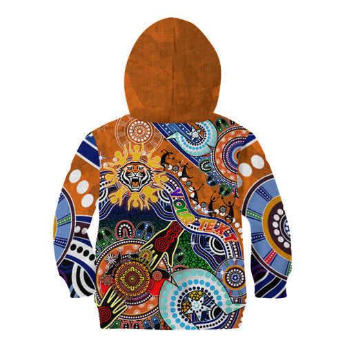 Personalised Tigers NAIDOC Week 2024 Kid Hoodie Australia Aboriginal Dot Painting