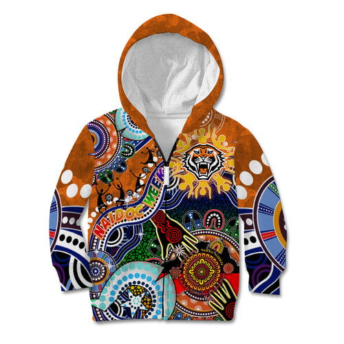 Personalised Tigers NAIDOC Week 2024 Kid Hoodie Australia Aboriginal Dot Painting