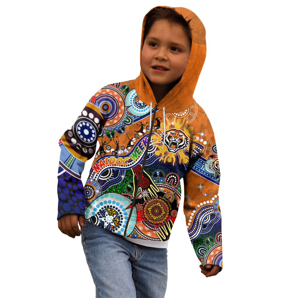 Personalised Tigers NAIDOC Week 2024 Kid Hoodie Australia Aboriginal Dot Painting