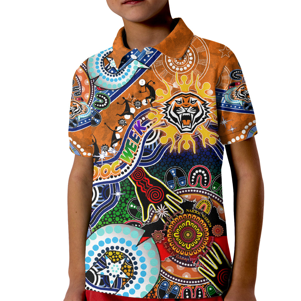 Personalised Tigers NAIDOC Week 2024 Kid Polo Shirt Australia Aboriginal Dot Painting