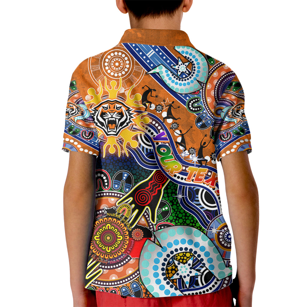 Personalised Tigers NAIDOC Week 2024 Kid Polo Shirt Australia Aboriginal Dot Painting