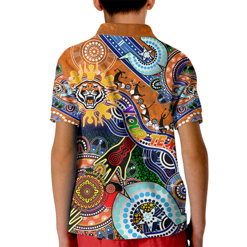 Personalised Tigers NAIDOC Week 2024 Kid Polo Shirt Australia Aboriginal Dot Painting