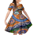 Personalised Tigers NAIDOC Week 2024 Kid Short Sleeve Dress Australia Aboriginal Dot Painting