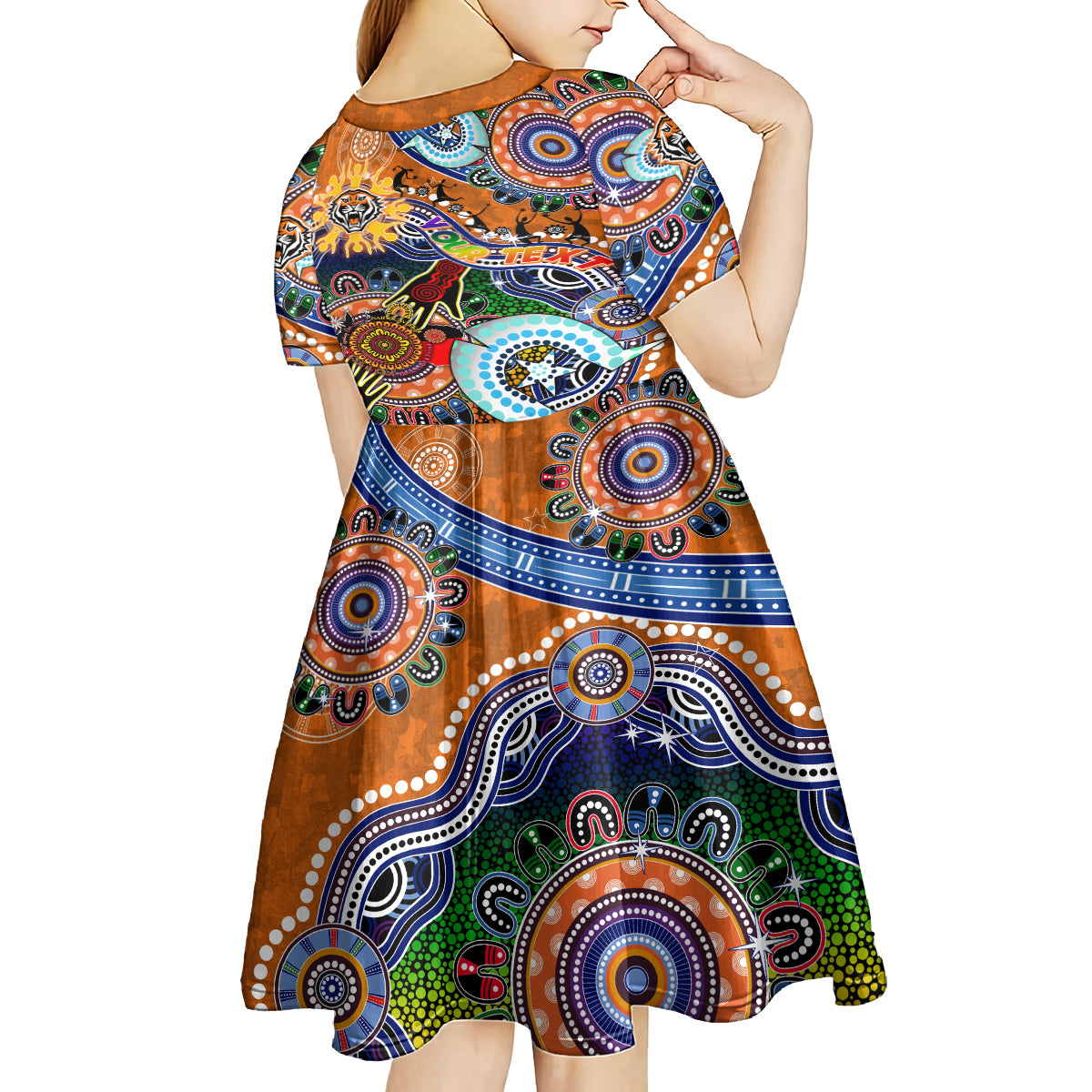 Personalised Tigers NAIDOC Week 2024 Kid Short Sleeve Dress Australia Aboriginal Dot Painting