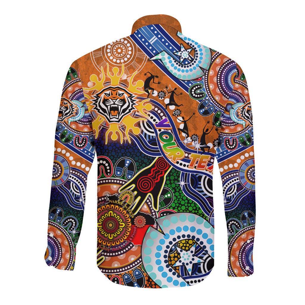 Personalised Tigers NAIDOC Week 2024 Long Sleeve Button Shirt Australia Aboriginal Dot Painting