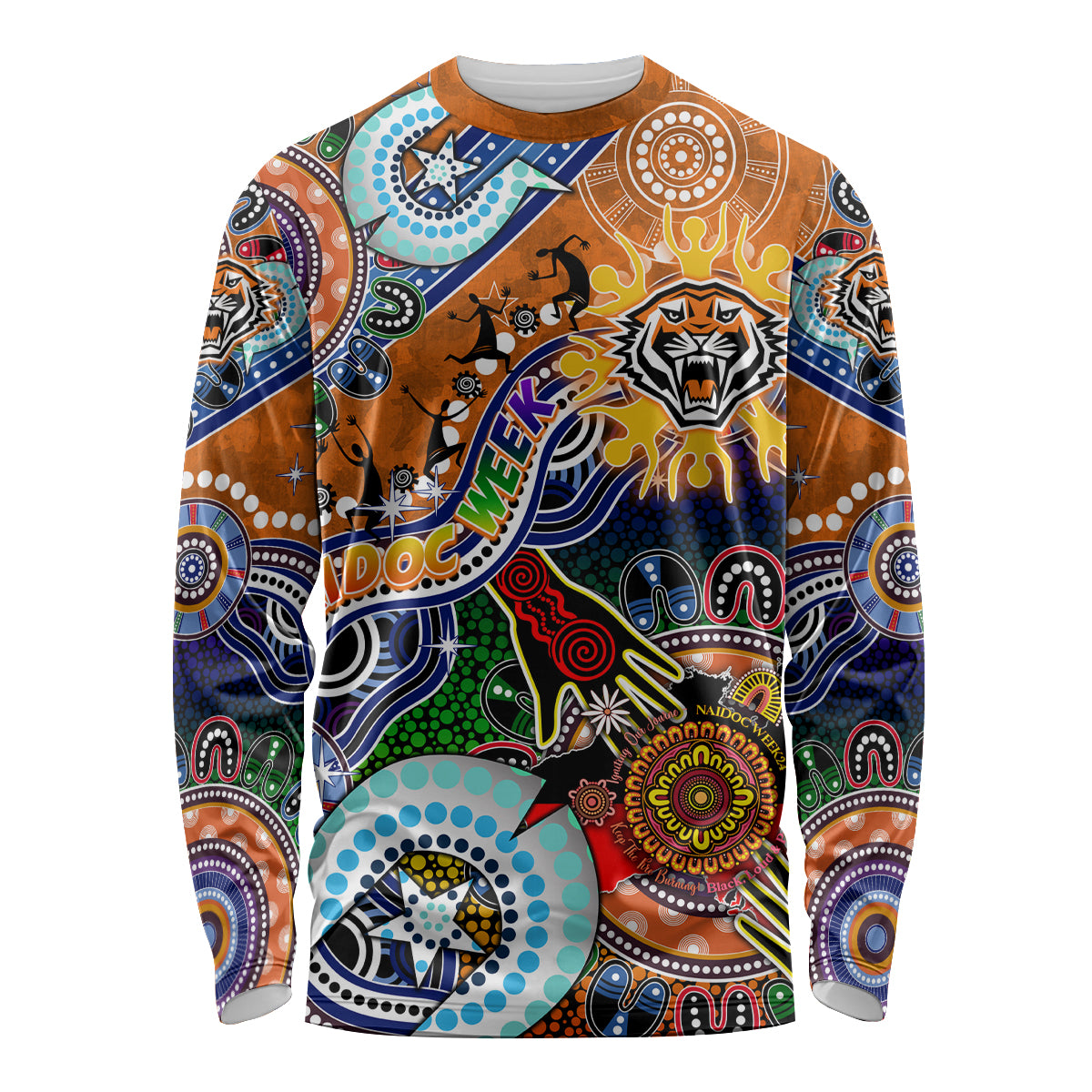 Personalised Tigers NAIDOC Week 2024 Long Sleeve Shirt Australia Aboriginal Dot Painting