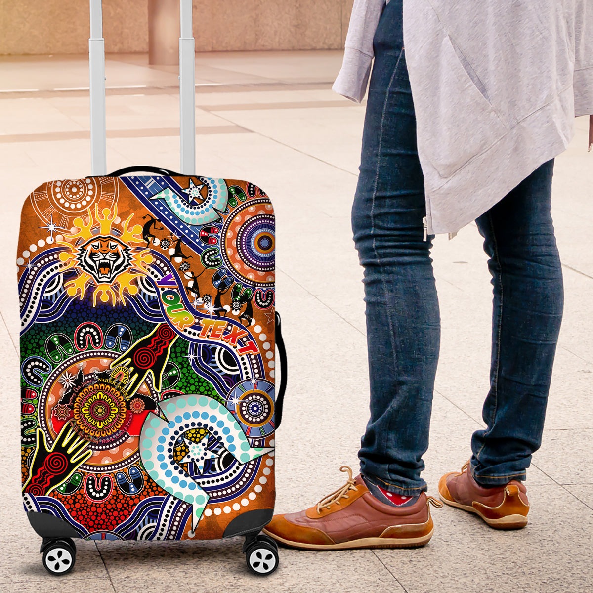 Personalised Tigers NAIDOC Week 2024 Luggage Cover Australia Aboriginal Dot Painting