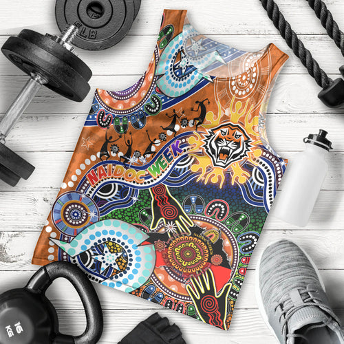 Personalised Tigers NAIDOC Week 2024 Men Tank Top Australia Aboriginal Dot Painting