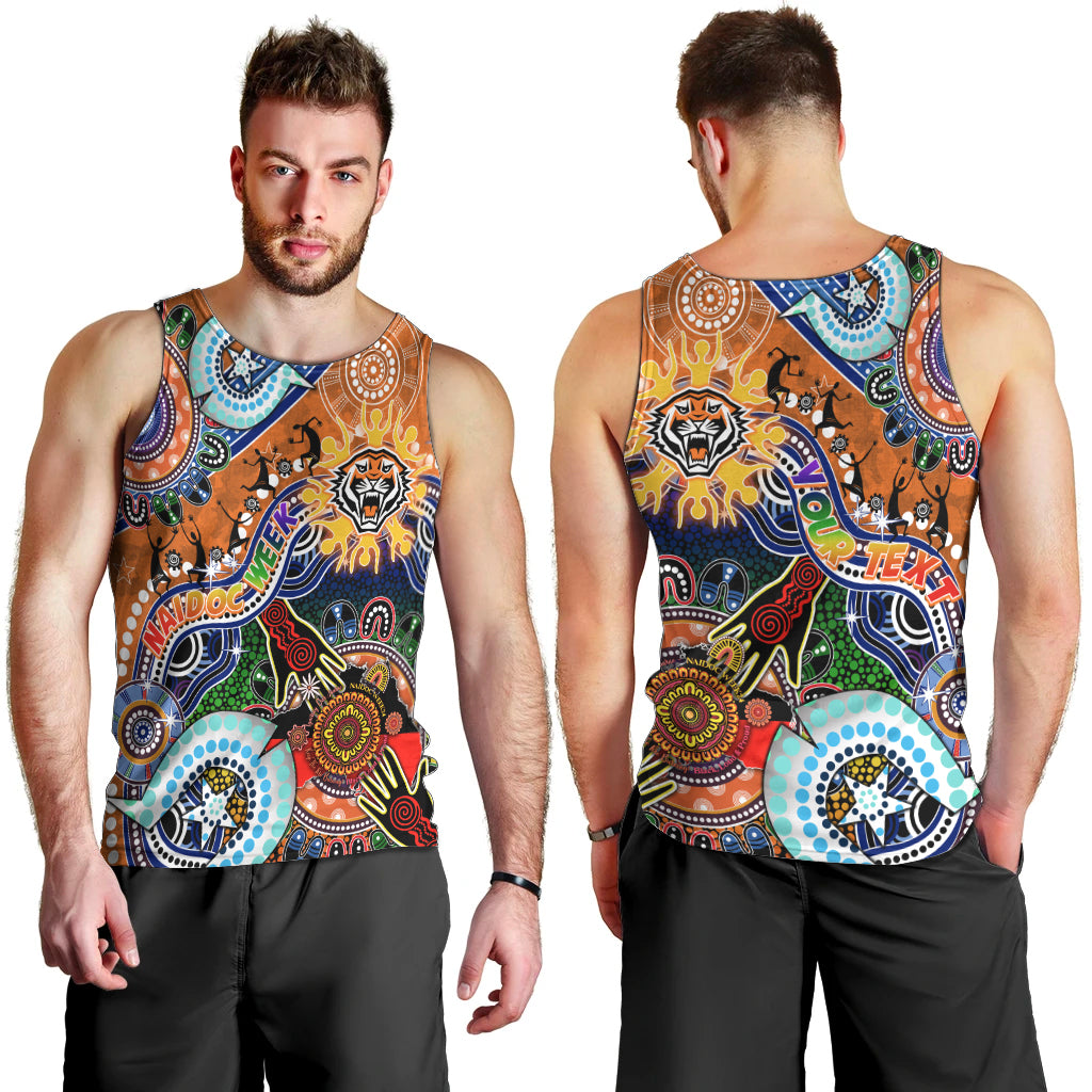 Personalised Tigers NAIDOC Week 2024 Men Tank Top Australia Aboriginal Dot Painting