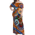 Personalised Tigers NAIDOC Week 2024 Off Shoulder Maxi Dress Australia Aboriginal Dot Painting