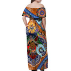 Personalised Tigers NAIDOC Week 2024 Off Shoulder Maxi Dress Australia Aboriginal Dot Painting